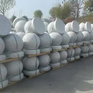 萍乡 白麻花岗岩石材圆球，石球，挡车球，隔离球，景观石球，风水球等