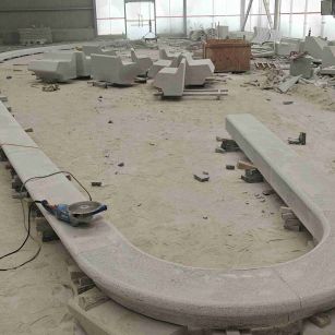 萍乡 芝麻白花岗岩弧形花坛石，坐凳石