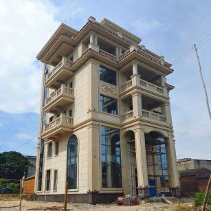 萍乡 黄金麻花岗岩石材别墅外墙干挂搭配（雕花栏杆花瓶柱门楼罗马柱）