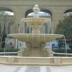 萍乡 黄金麻花岗岩异型加工——户外庭院石雕流水喷泉