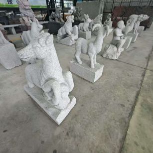 萍乡 芝麻白花岗岩造型立体雕刻——十二生肖