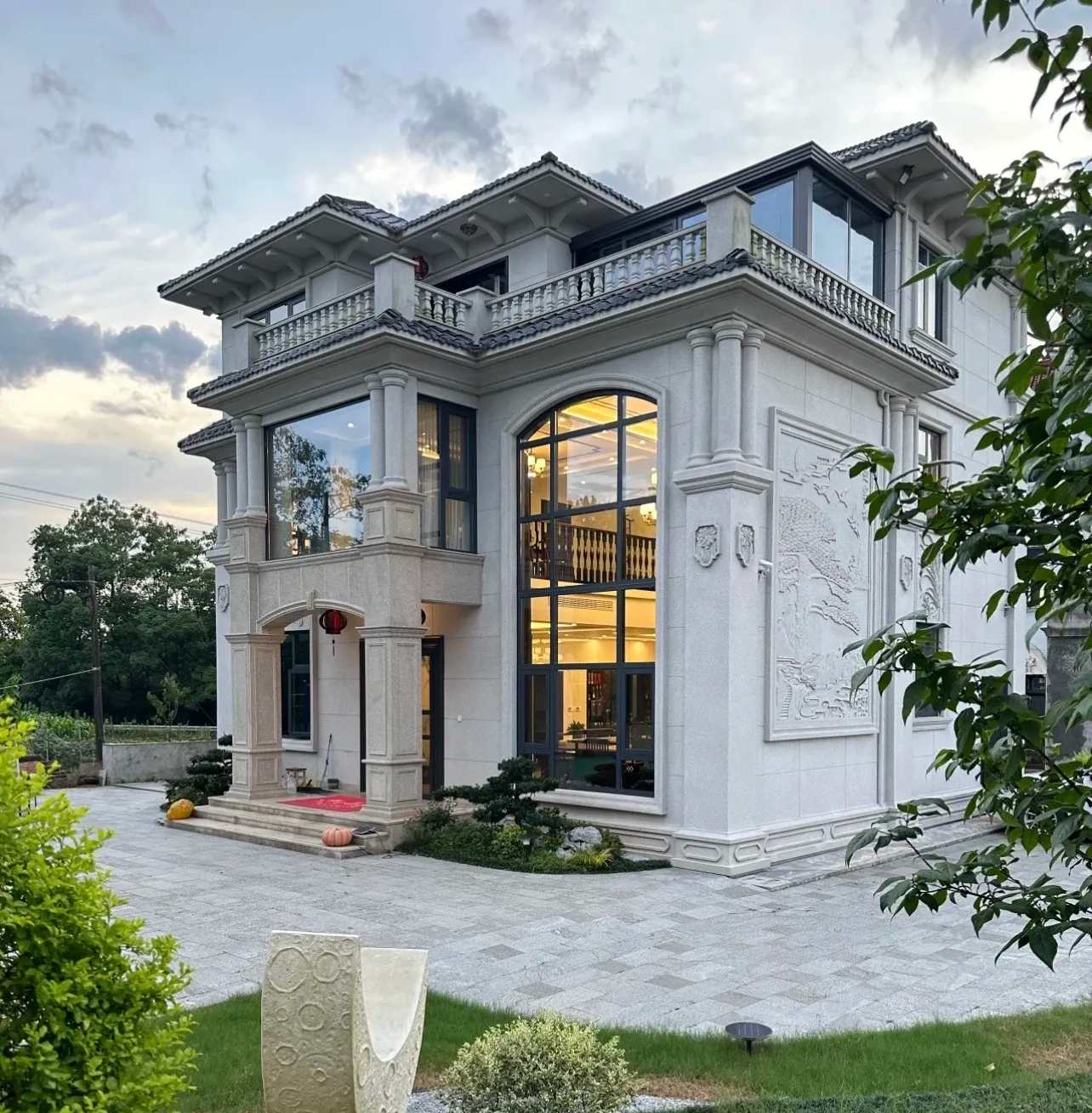 萍乡 白麻花岗岩私人别墅干挂石材豪华定制