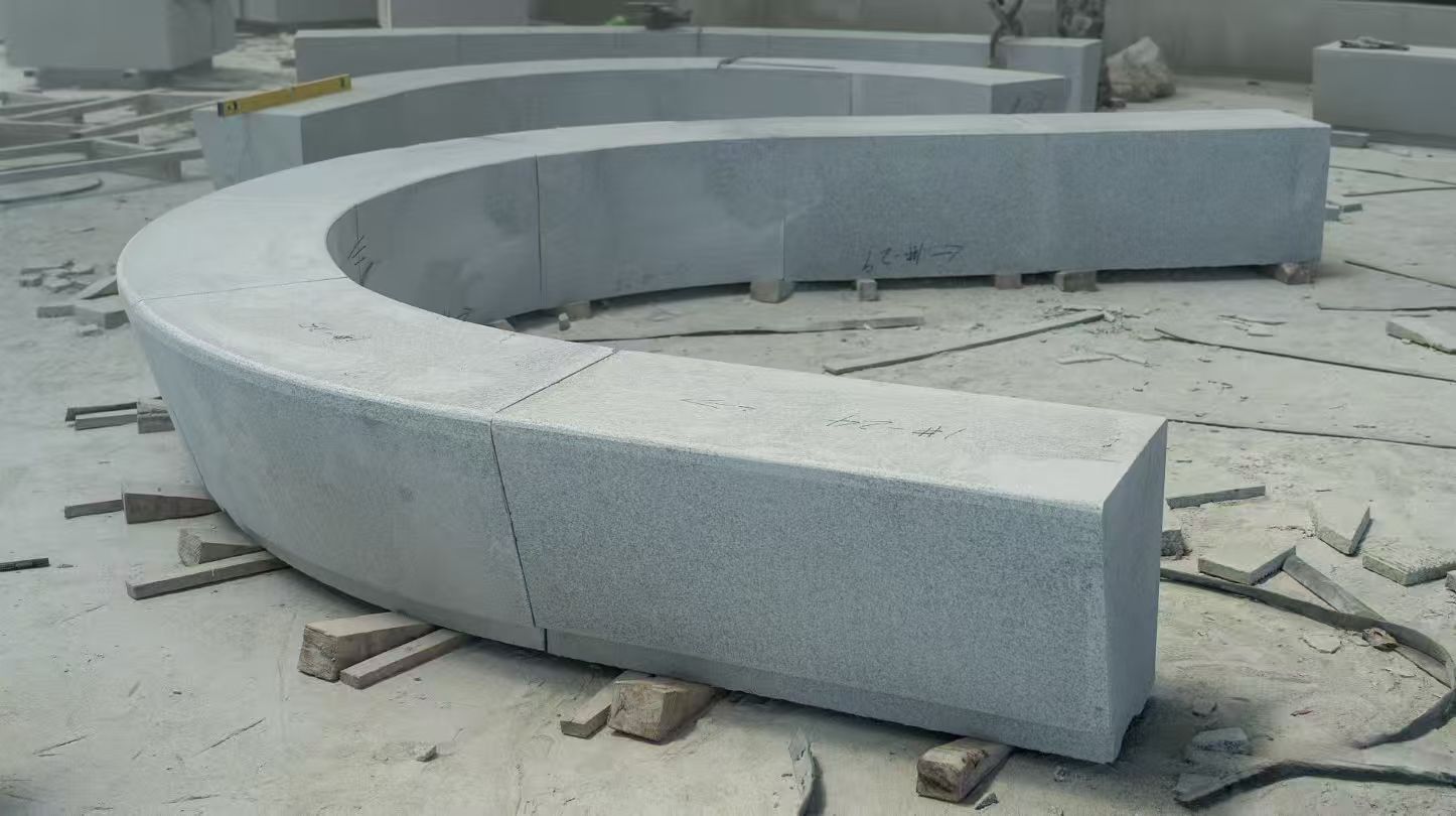 萍乡 芝麻白花岗岩光面弧形坐凳