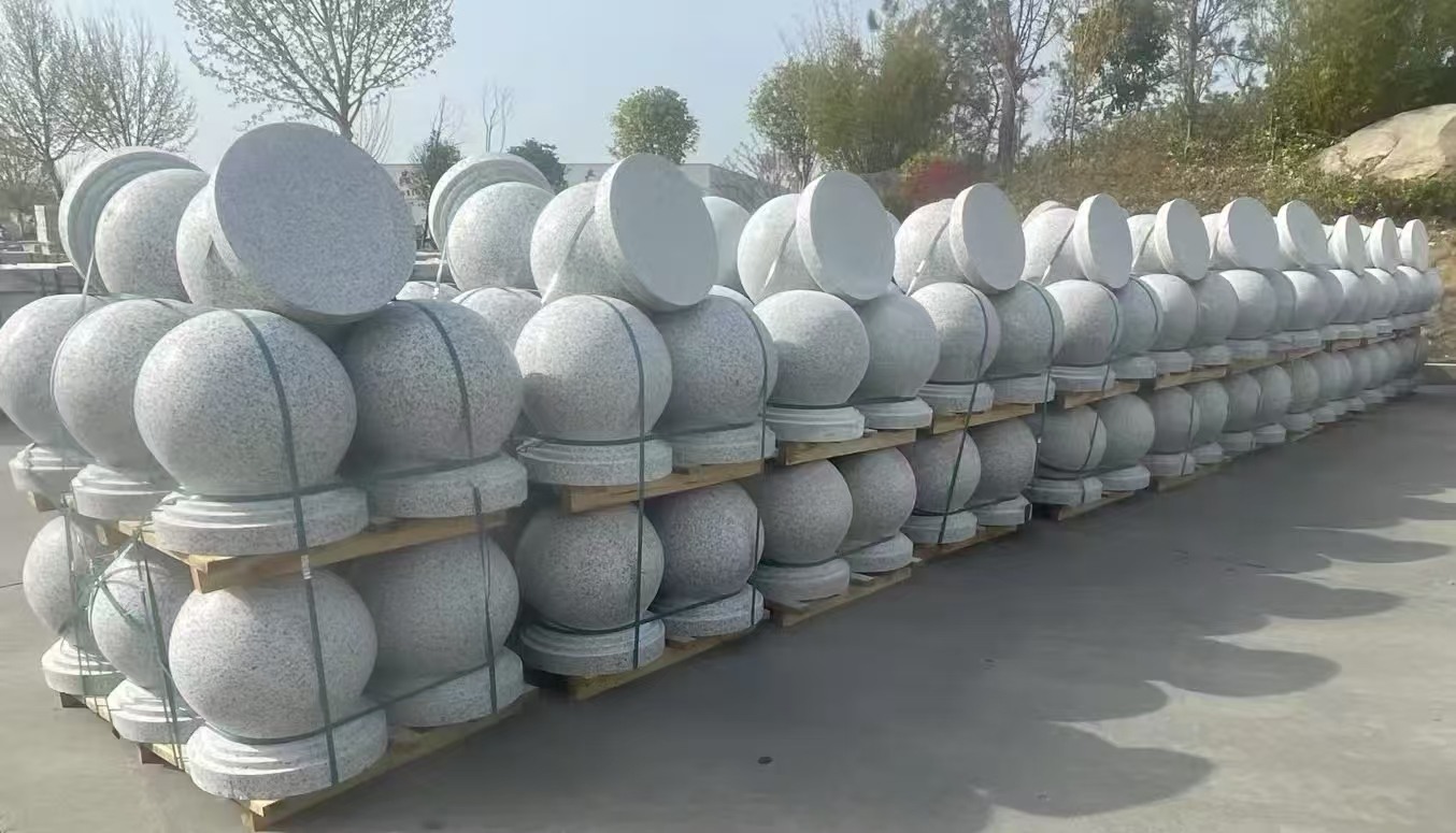 萍乡 白麻花岗岩石材圆球，石球，挡车球，隔离球，景观石球，风水球等