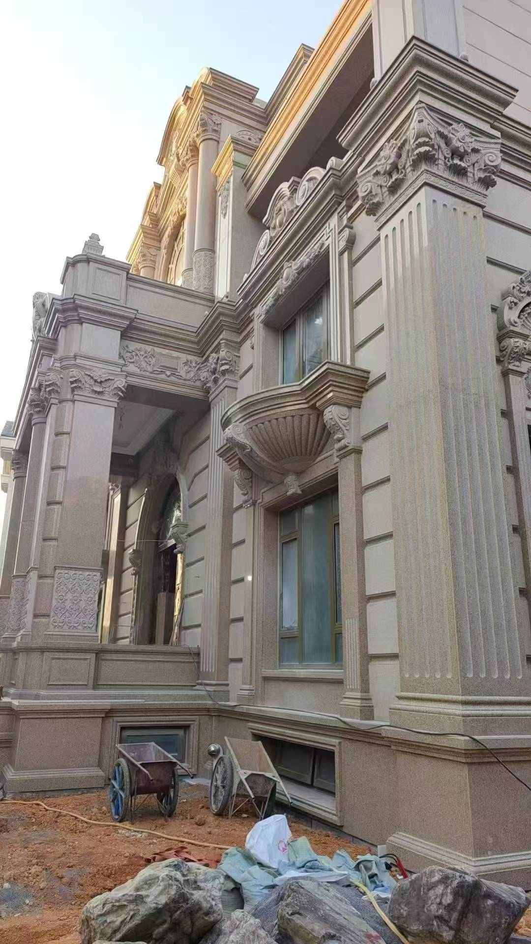 萍乡 黄金麻花岗岩光面别墅外墙干挂施工完成