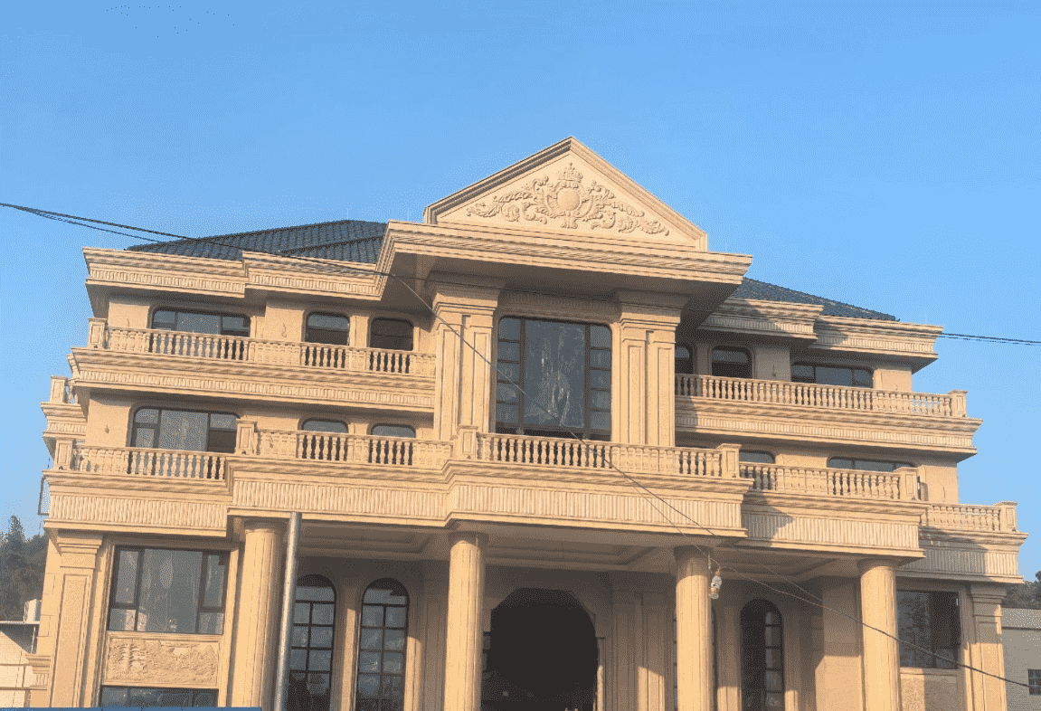 萍乡黄金麻别墅外墙干挂石材效果示例